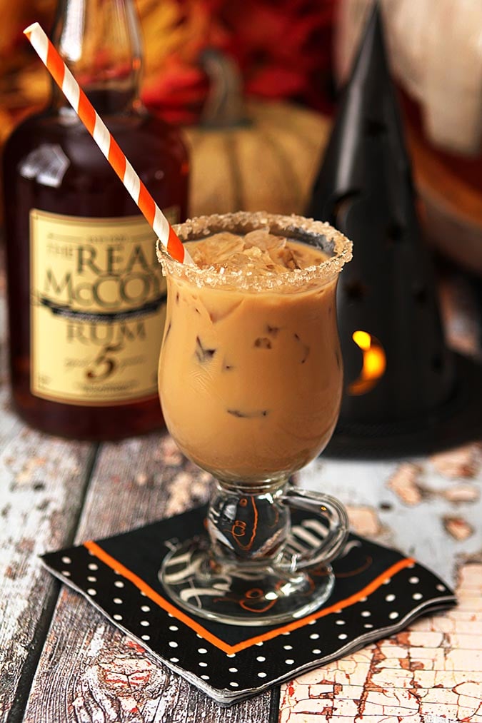 Best Halloween Cocktails - Espresso, Rum, Maple Syrup and Half and Half.