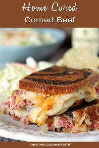 Home Cured Corned Beef on a Reuben Sandwich with Rye and Pumpernickel Bread