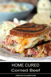 Home Cured Corned Beef on a Reuben Sandwich with Rye and Pumpernickel Bread