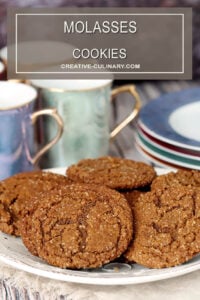 Molasses Cookies Cookie Platter with Dessert Plates and Coffee Cups in Background