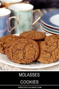 Molasses Cookies Cookie Platter with Dessert Plates and Coffee Cups in Background