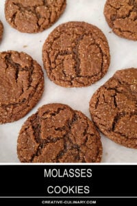 Molasses Cookies on Parchment Paper after Baking