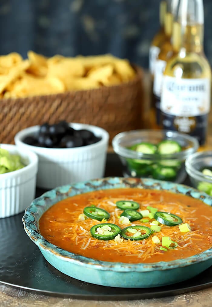 Nacho Mommas Beef, Bean, and Cheese Tortilla Dip with Condiments and Chips