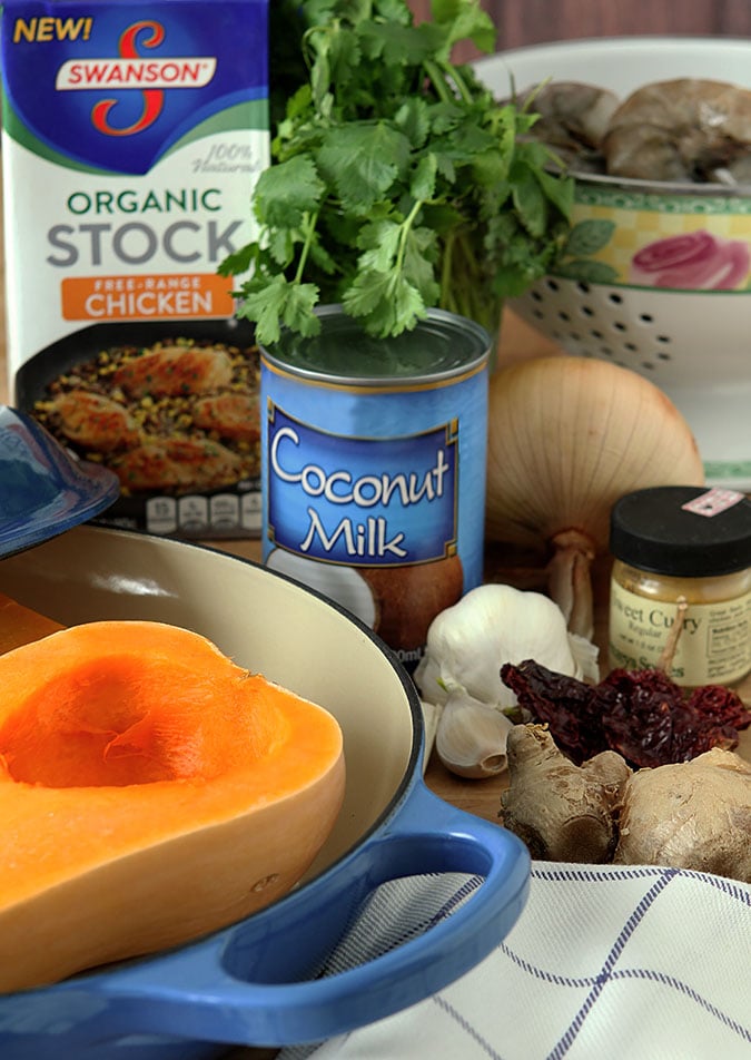 Thai Butternut Squash and Coconut Soup with Shrimp