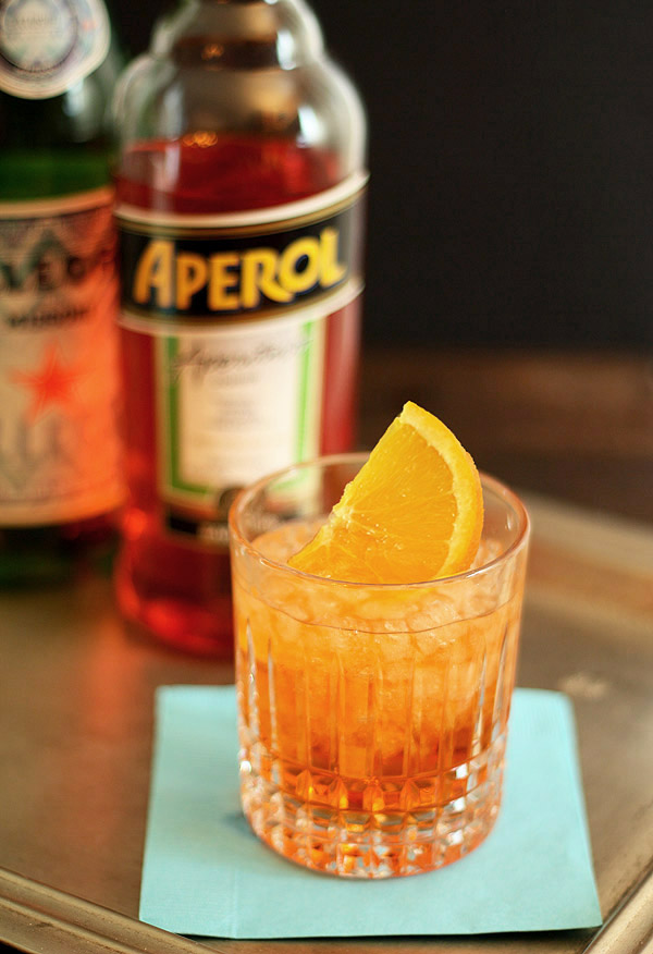 Aperol Spritz Cocktail with orange slice garnish.