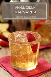 Apple Cider Margarita with Apple Slice Garnish and Cinnamon Sugar Rim and Apple Slice Garnish