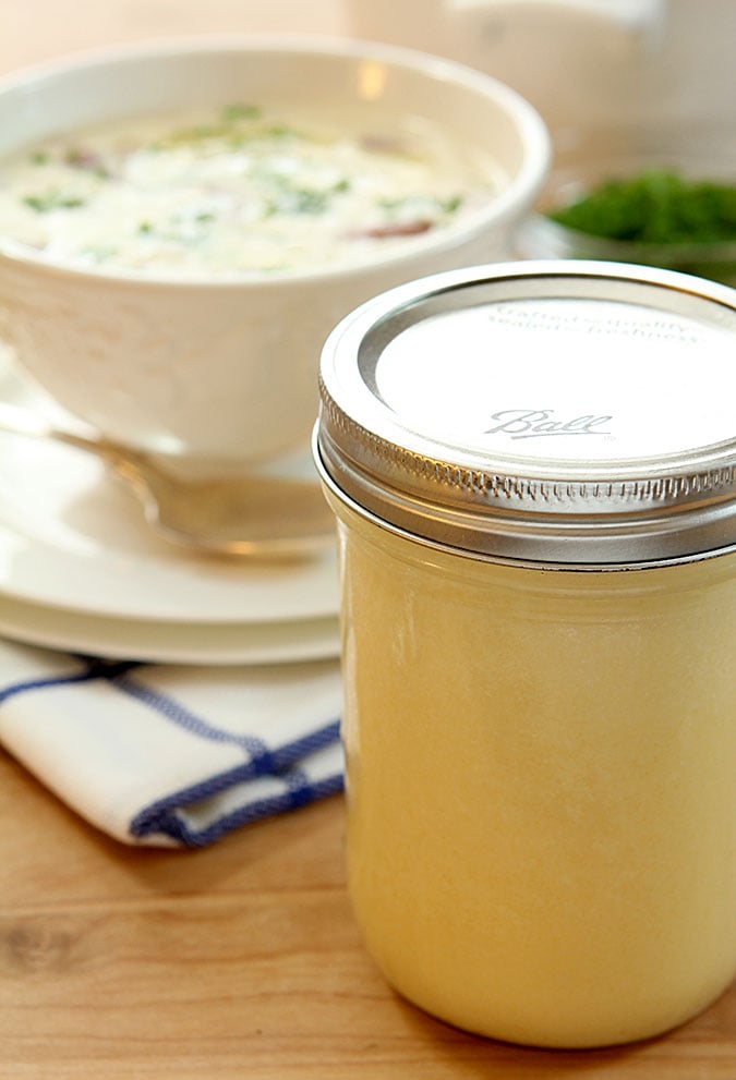 Bacon, Potato and Leek Soup with Roasted Garlic