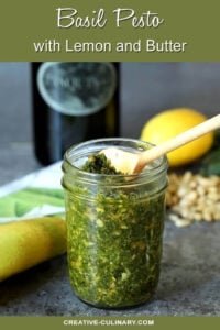 Basil Pesto with Lemon and Butter in a Mason Jar