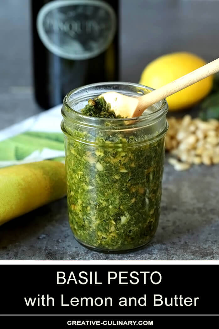 Basil Pesto with Lemon and Butter in a Mason Jar