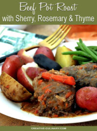 Pot Roast with Sherry, Rosemary, and Thyme Served with Carrots and Potatoes