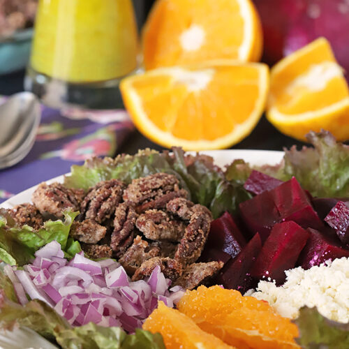 Beet Salad with Oranges, Candied Pecans & Feta Cheese Ingredients