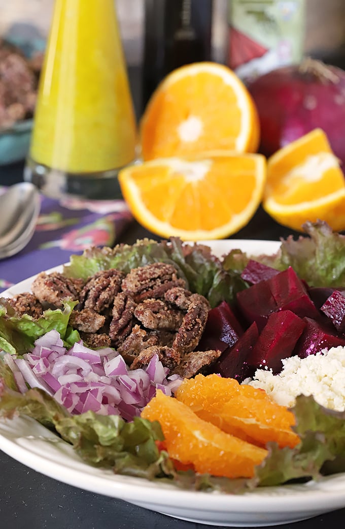 Beet Salad with Oranges, Candied Pecans & Feta Cheese Ingredients