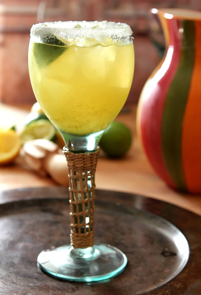 The Best Fresh Margarita with a Sugar and Salt Rim and Lime Garnish