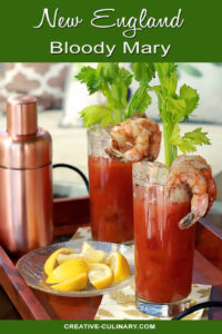 New England Bloody Mary Served on a Tray with Lemon