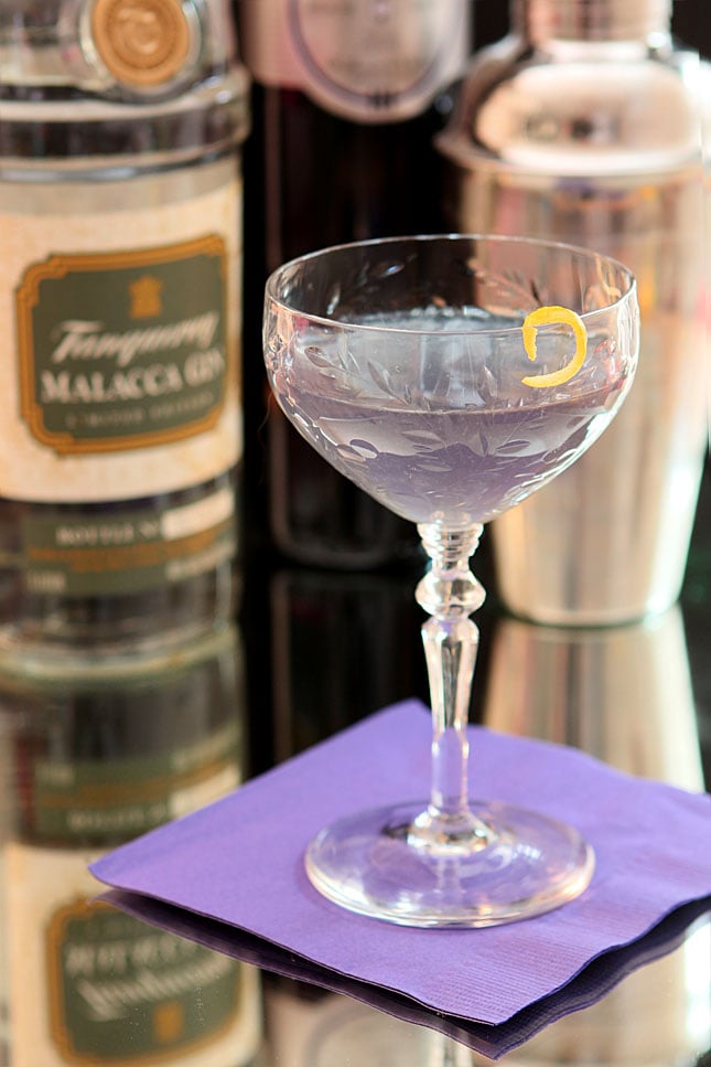 The Blue Moon Cocktail with Gin and Creme de Violette