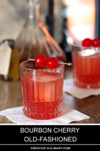 Bourbon Cherry Old Fashioned Cocktails with Maraschino Cherry Garnish