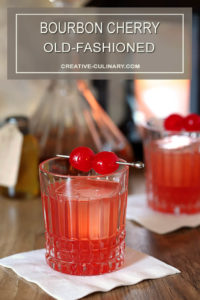 Bourbon Cherry Old Fashioned Cocktails with Maraschino Cherry Garnish