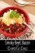 Smoky Beef, Bacon, and Bourbon Chili Served with Sour Cream and Tortilla Chips as Garnish