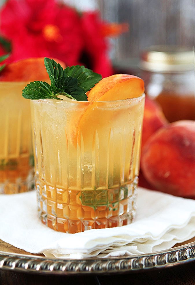 Bourbon and Peach Jam Smash