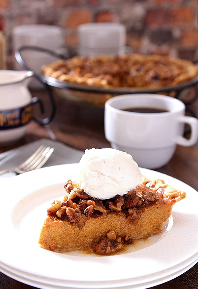 Bourbon Pumpkin Pie with Walnuts