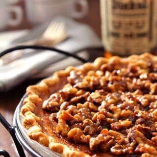 Bourbon Pumpkin Pie with Walnuts