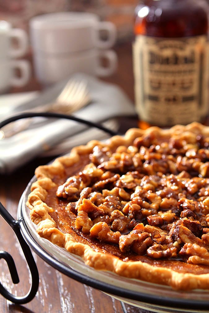 Bourbon Pumpkin Pie with Walnuts