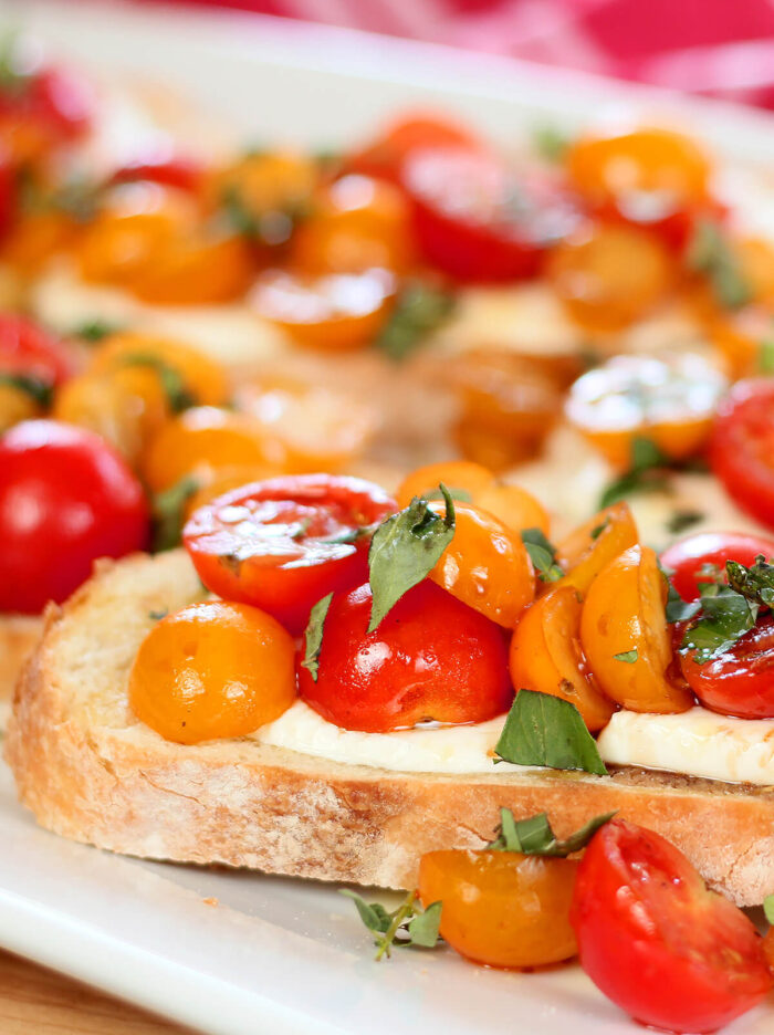 Platter of Tomato and Mozzarella Bruschetta