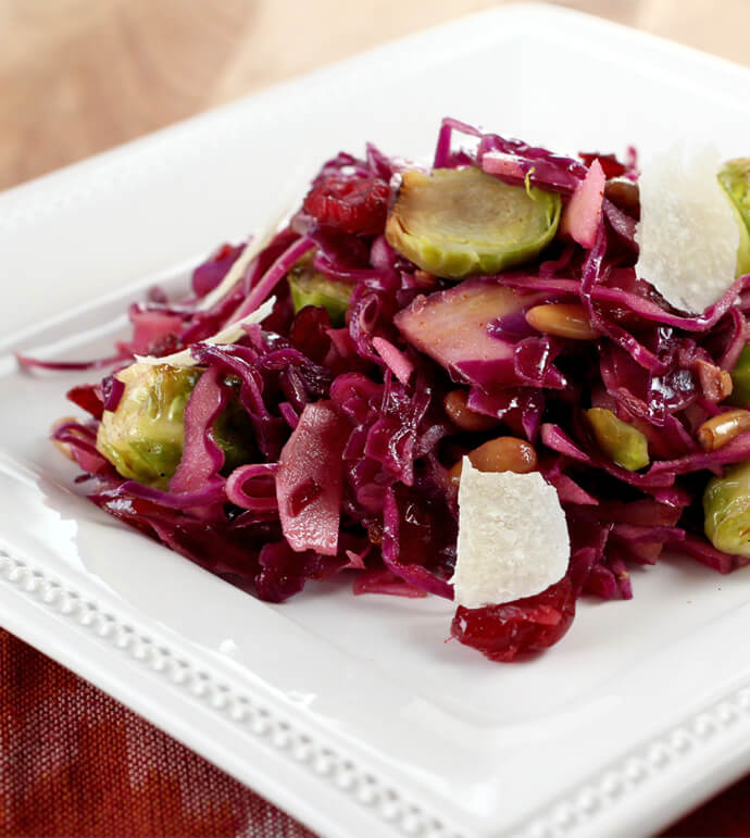 Roasted Brussels Sprouts with Cabbage and Pine Nuts