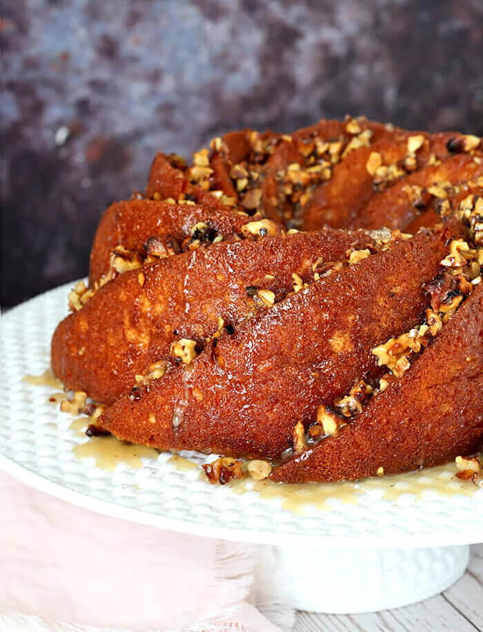 Rum Cake with Butter Rum Glaze and Toasted Walnuts