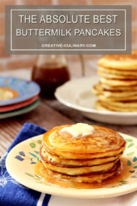 Stack of The BEST Buttermilk Pancakes with Butter and Syrup