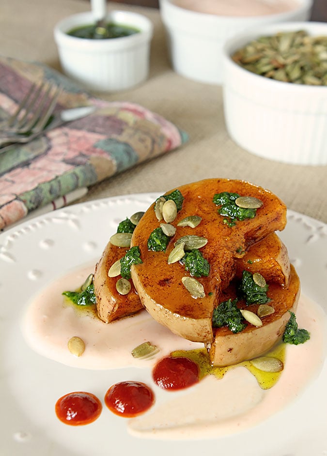 Butternut Squash with Chile Yogurt Sauce