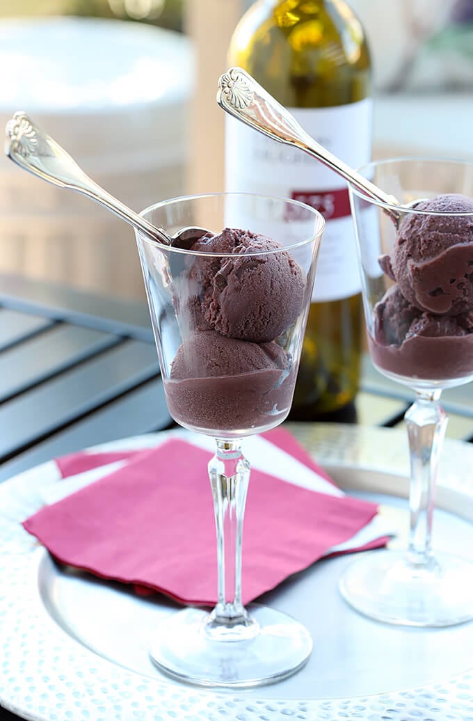 Cabernet Gelato with Chocolate Shards Closeup