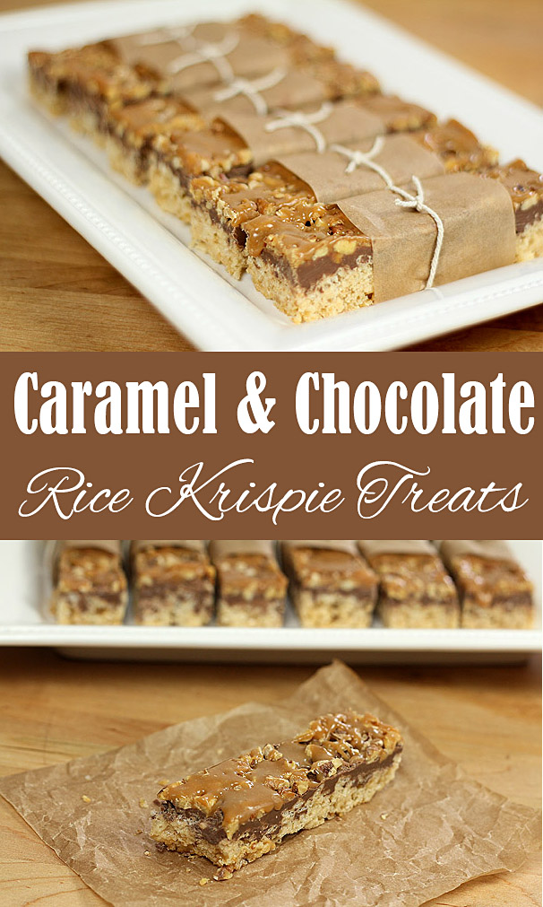 Caramel and Chocolate Rice Krispie Treats