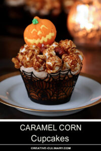 Single Caramel Corn Cupcake with Halloween Decoration