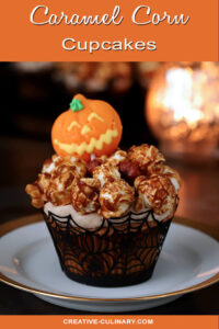 Single Caramel Corn Cupcake with Halloween Decoration