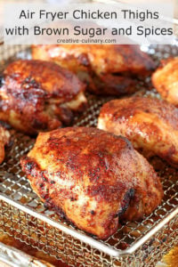 Air Fryer Chicken Thighs with Brown Sugar and Spices On Oven Fryer Tray