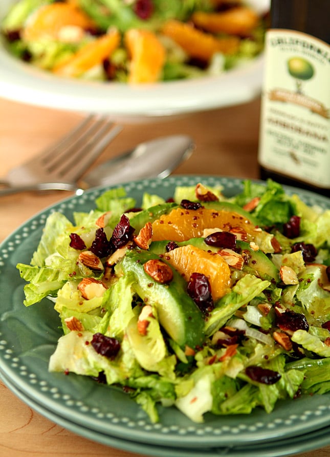 Chopped Salad with Avocado and Orange with an Orange Honey Mustard Dressing.