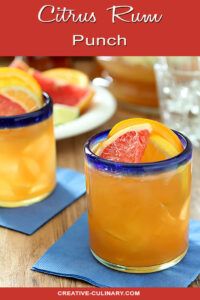 Citrus Rum Punch in Glasses with Blue Rim