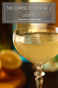 Closeup of Corpse Reviver No 2 Cocktail in Couple Glass