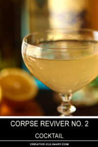 Closeup of Corpse Reviver No 2 Cocktail in Couple Glass