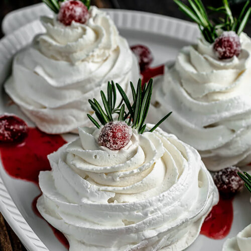 Mini Pavlovas with Cranberry Curd and Whipped Cream