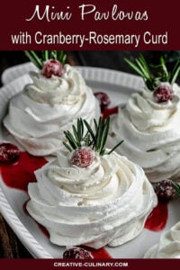 Mini Pavlovas with Cranberry Curd and Whipped Cream