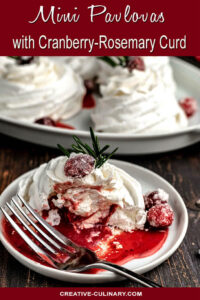 Mini Pavlovas with Cranberry Curd and Sugared Cranberries