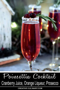 Cranberry Pointsetta Cocktail in Tiffany Champagne Glass