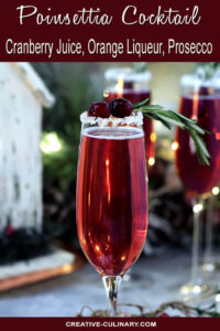 Cranberry Pointsetta Cocktail in Tiffany Champagne Glass