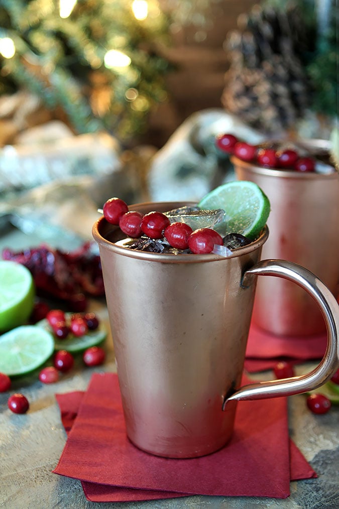 The perfect seasonal beverage, this Cranberry Pomegranate Moscow Mule Cocktail