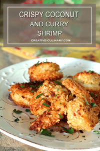 Plate of Fried Plate of Crispy Coconut Shrimp with Curry