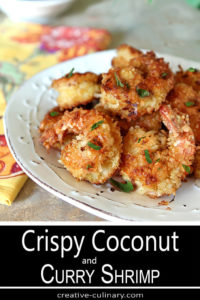 Plate of Crispy Coconut Shrimp with Curry