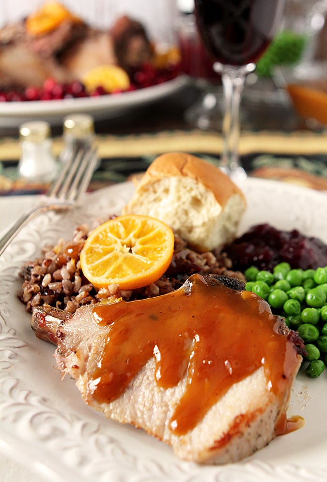 Crown Roast of Pork with Wild Rice Stuffing and Caramelized Orange Sauce