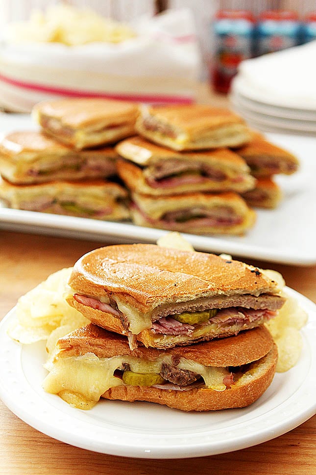 Cubano Sandwich on White Plate